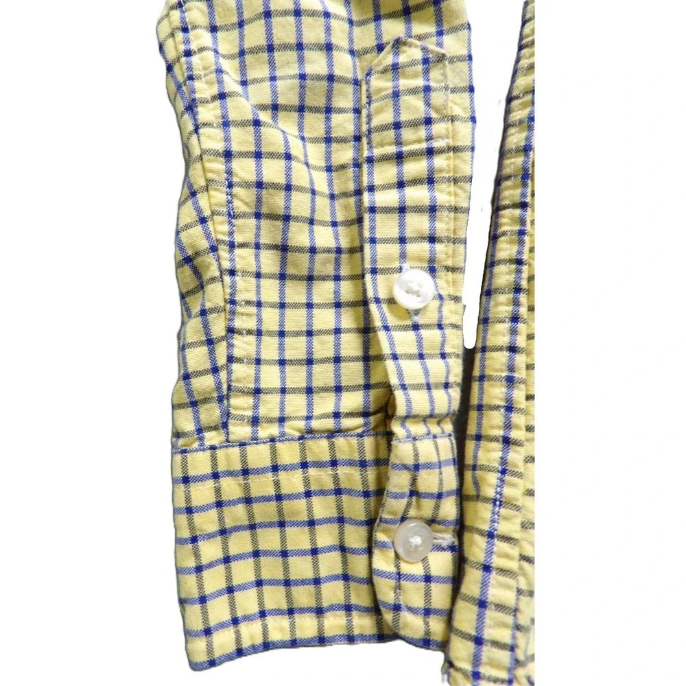Ralph Lauren Boys Yellow Blue Plaid Long Sleeve Button Flesh Pony Shirt S 8 OCBD